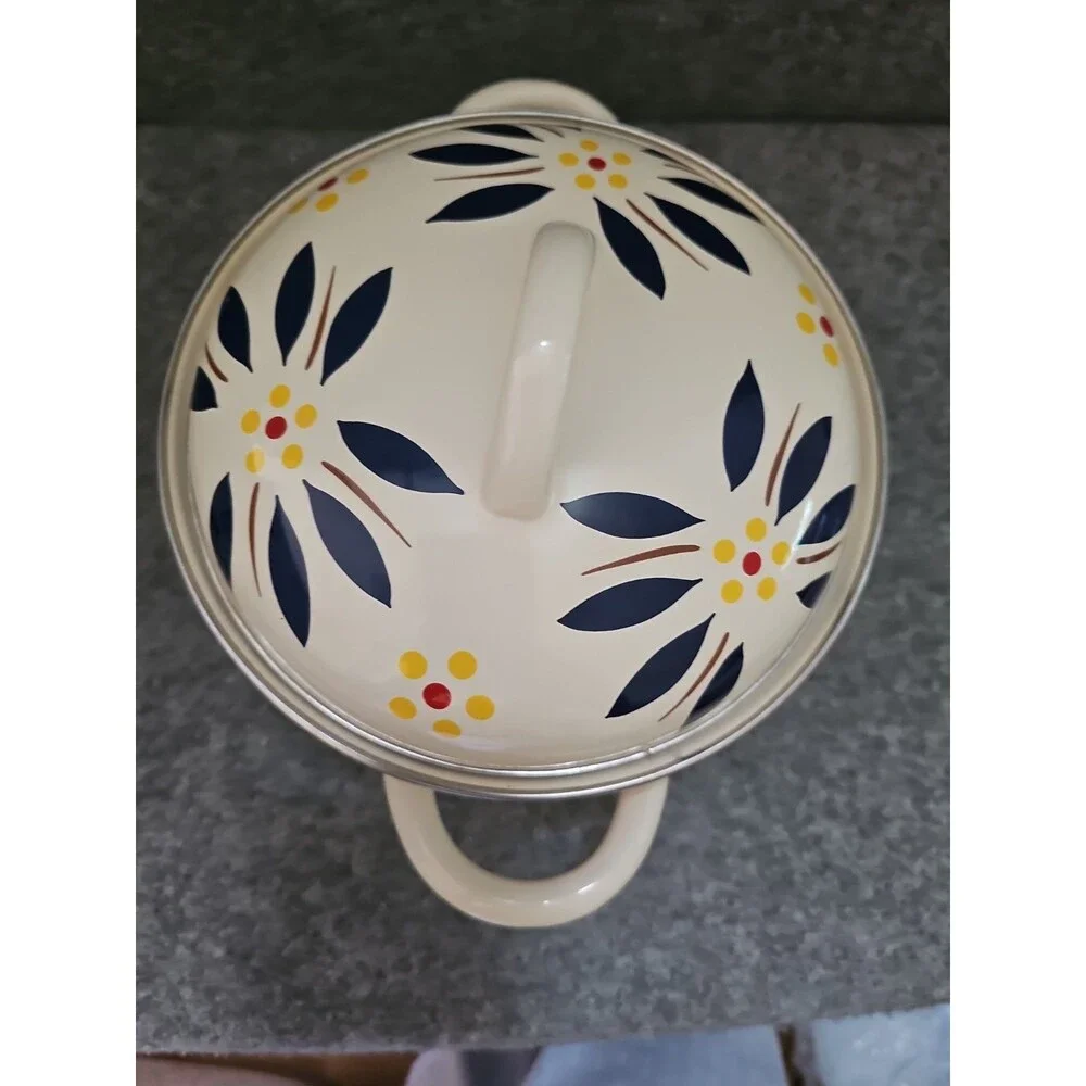 Temptations 2 Qt Multi Pot Enamel Plus Lid Old World Blue. Stove To Table.